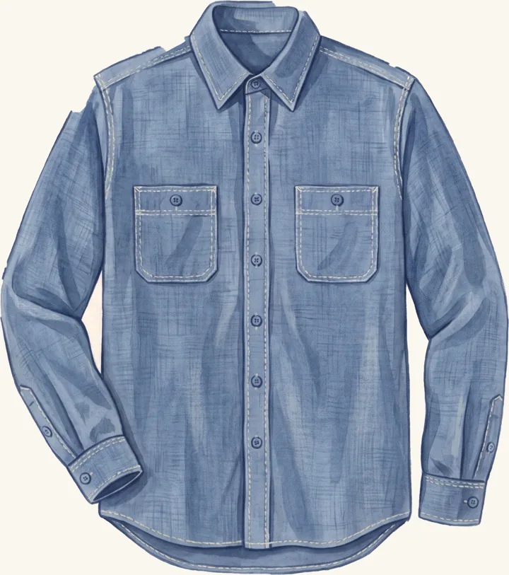 Chambray Work Shirt, drawn by Khun Peh